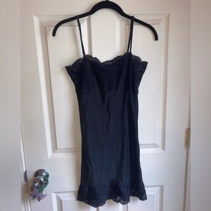 Gold Hawk Silk Lace Embellished Negligee Nightie Slip Black sz XS